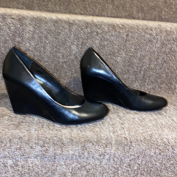 ♠️EUC Like New Franco Sarto Round Toe Genuine Leather Wedge Shoes - Picture 8 of 13